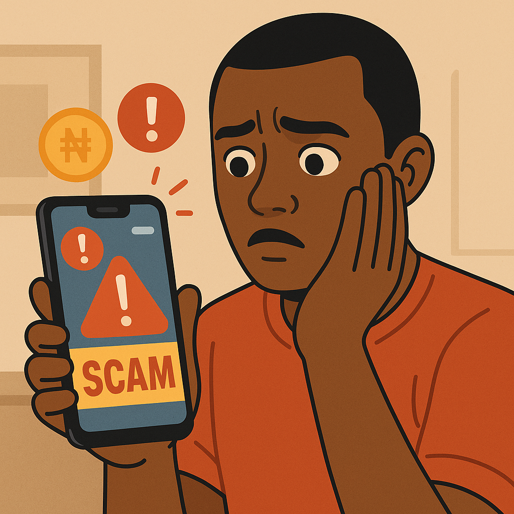 Spotting fake investment apps and job scams Nigeria 2025 illustration