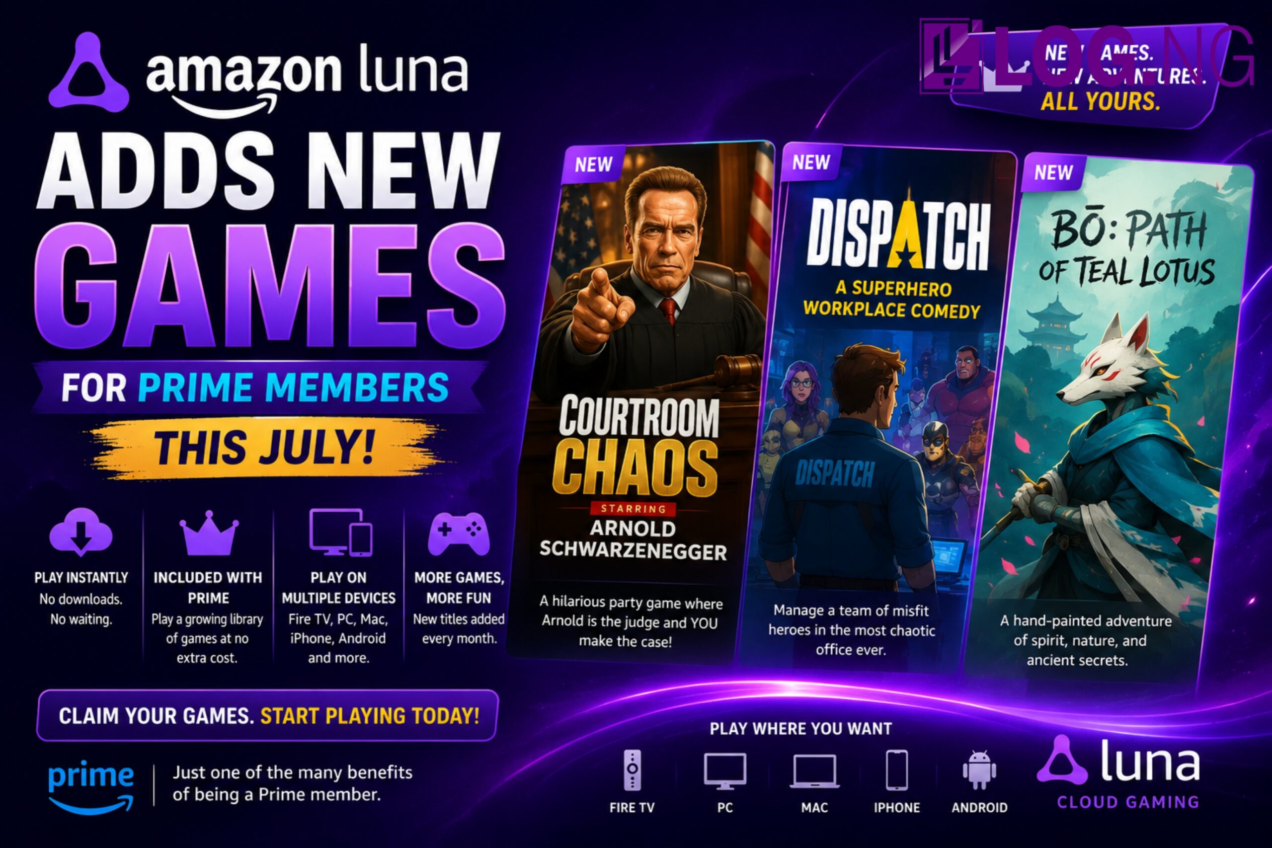 Amazon Luna Adds New Games for Prime Members This July